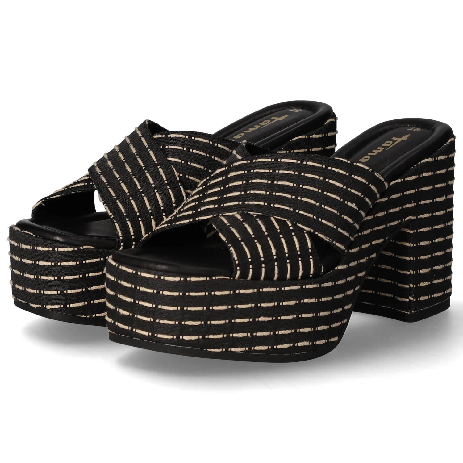 Tamaris Pantoletten - Black/beige